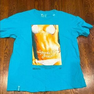 LNG XXL Blue Graphic Tee with 'School's Out Forever' Print
